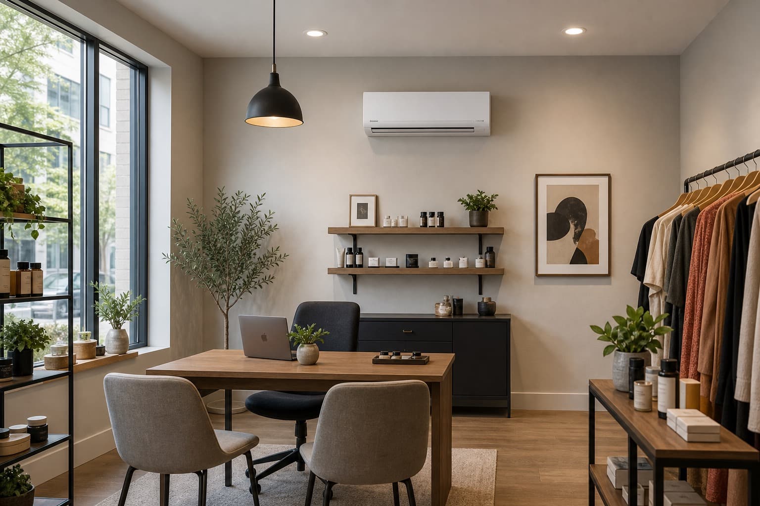 Small office space with wall-mounted ductless minisplit